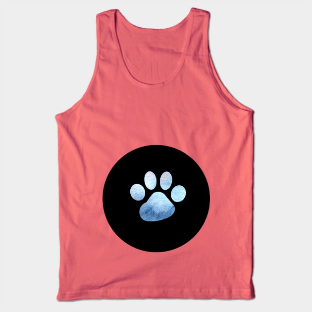 Paw Print - Ocean Blue Silhouette Tank Top by SophieStockArt